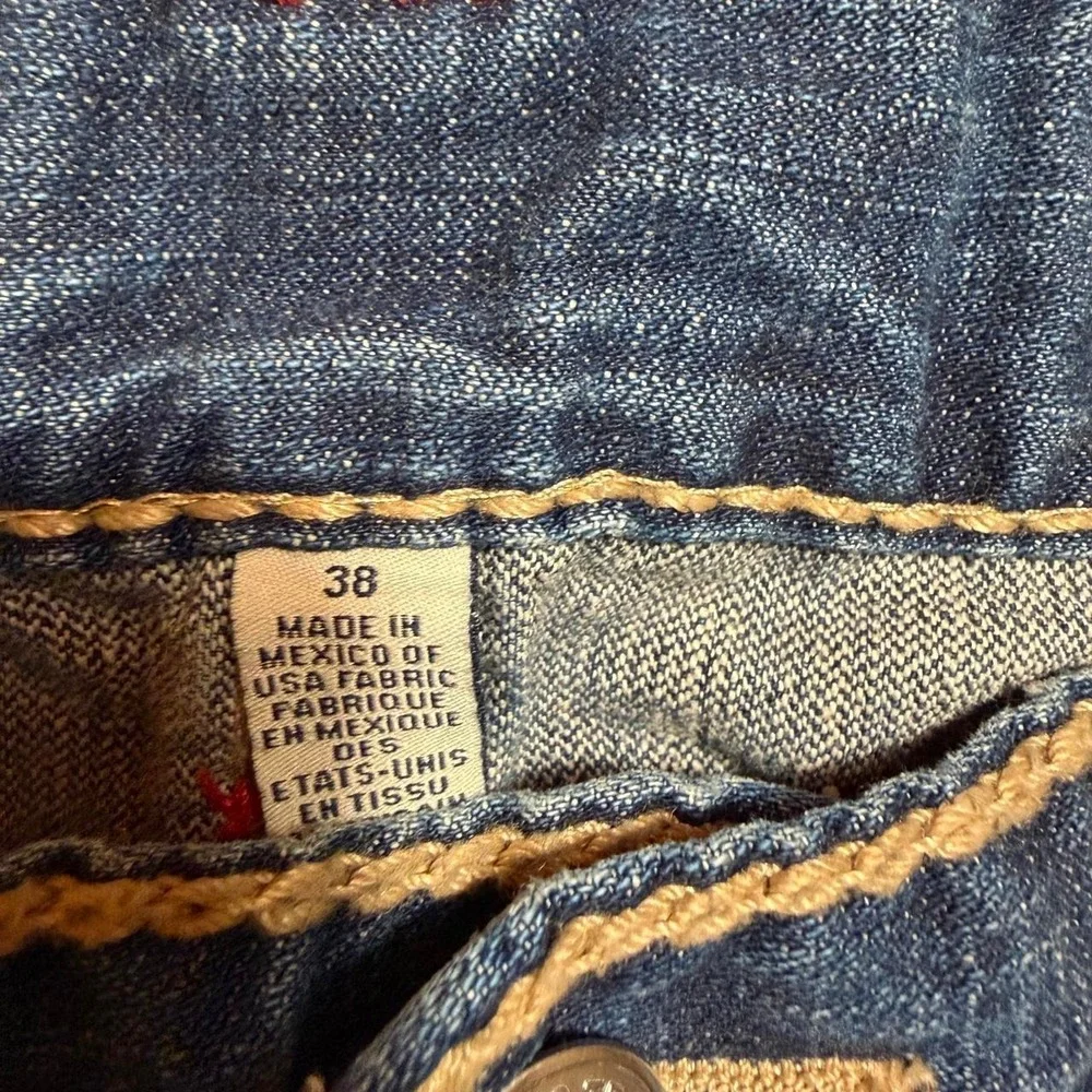 True Religion Straight Super T Rope Stitch Jeans Blue Baggy Y2K Mens 38x33